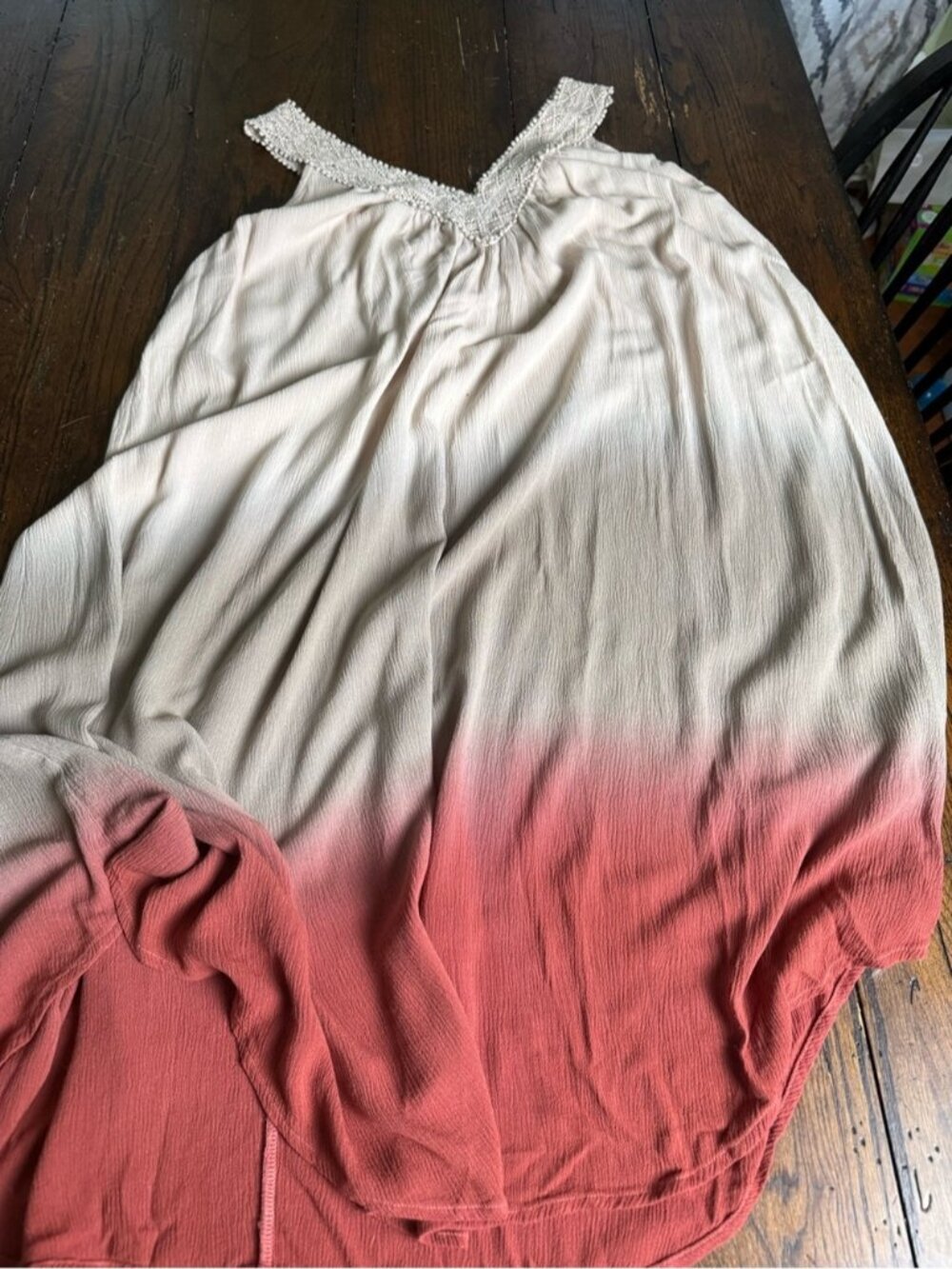 Sleeveless Ombre Maxi Dress in Beige, Olive & Brick M Oversized - Picture 2 of 5